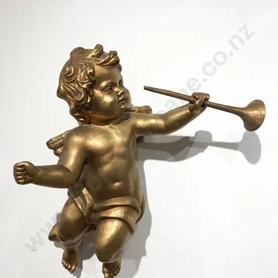 Two Gilt Painted Cherub Ornaments