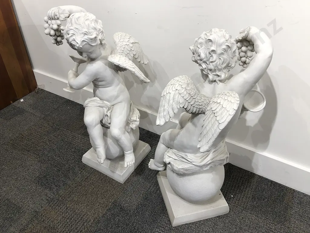 Pair of Resin Cherub Ornaments Image 1++
