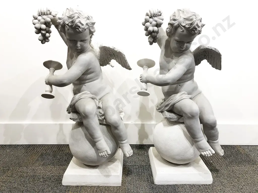 Pair of Resin Cherub Ornaments Image 1++
