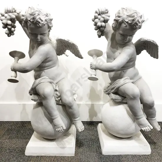 Pair of Resin Cherub Ornaments