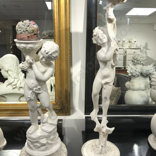 Ceramic Cherub Plant Stand Together with Resin Example