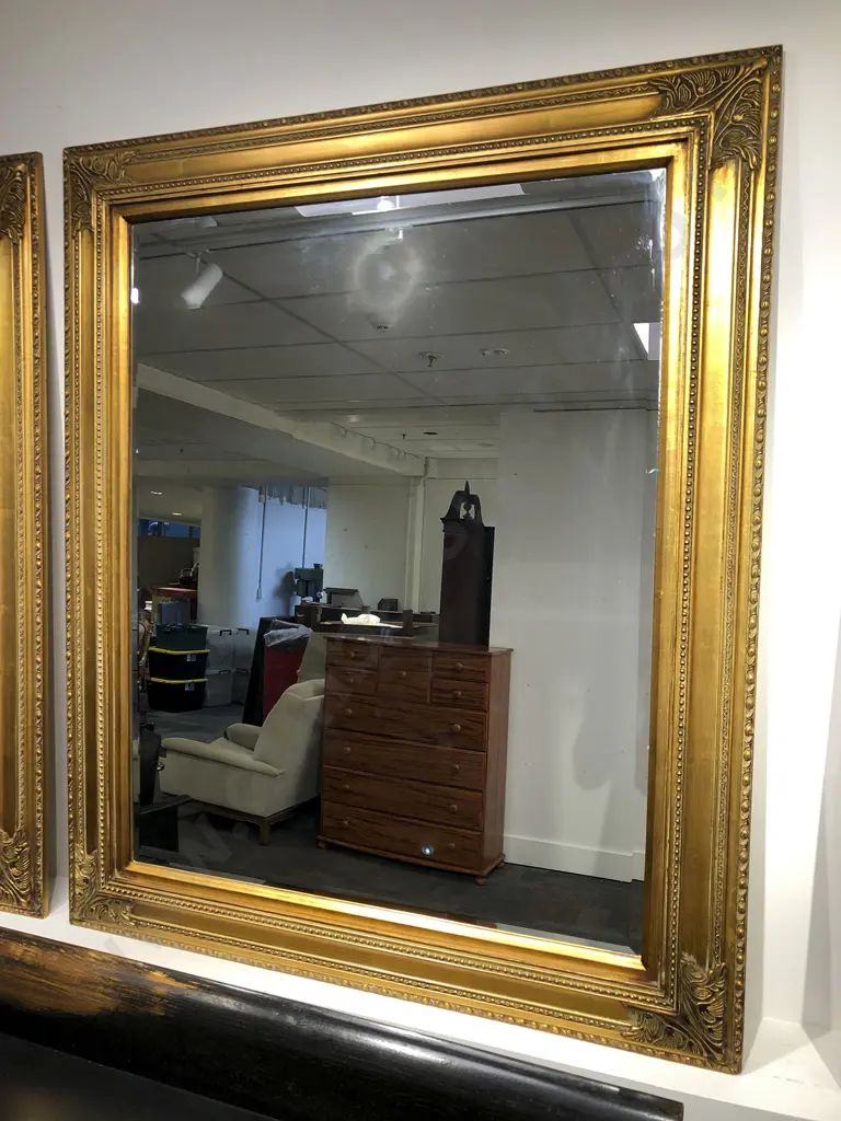Pair of Large Gilt Framed Bevel Edge Wall Mirrors Image 1++