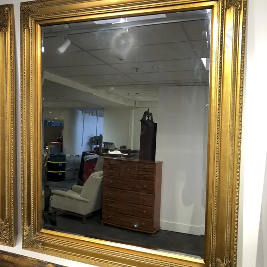 Pair of Large Gilt Framed Bevel Edge Wall Mirrors
