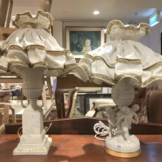 Two Decorative Resin Table Lamps