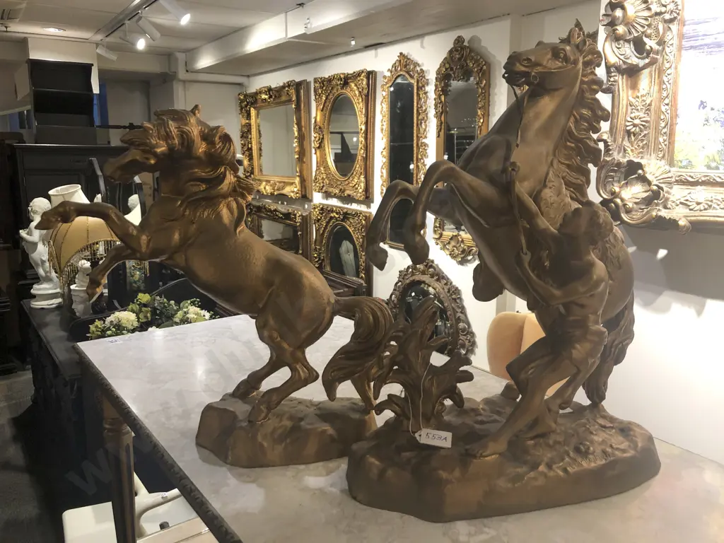 Two Gilt Painted Metal Horse Ornaments Image 1++