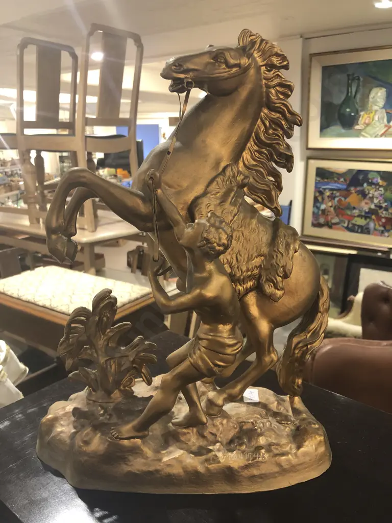 Two Gilt Painted Metal Horse Ornaments Image 1++