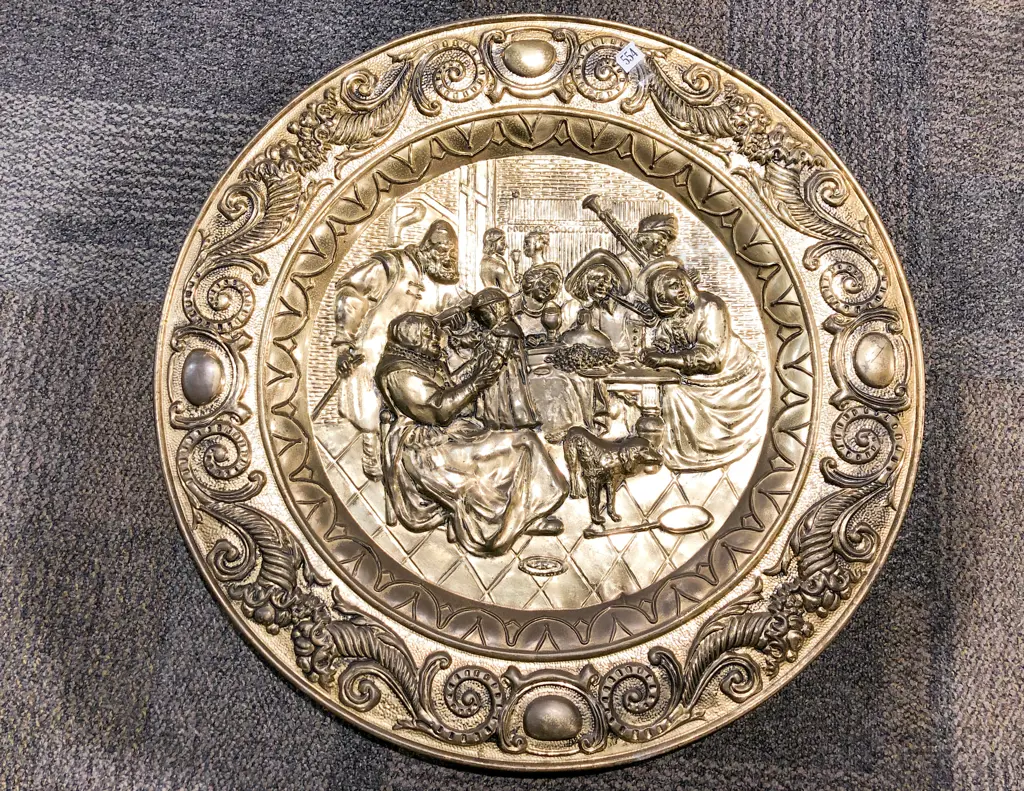 Embossed Brass Wall Hanging Charger Image 1++