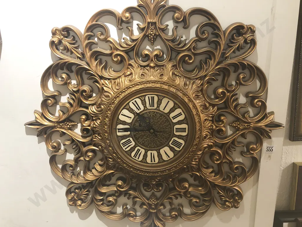 Ornate Resin Gilt Painted Wall Clock Image 1++