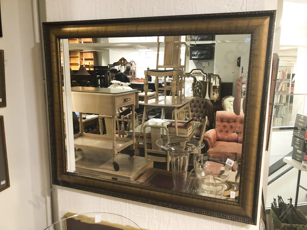 Gilt Brushed Bevel Edged Wall Mirror Image 1++