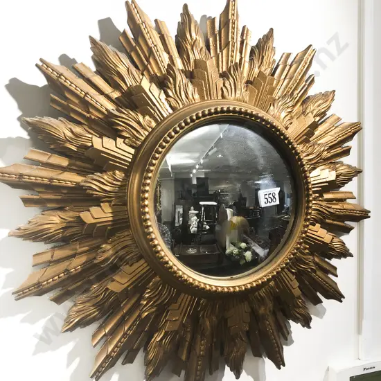 Decorative Gilt Painted Resin Convex Mirror