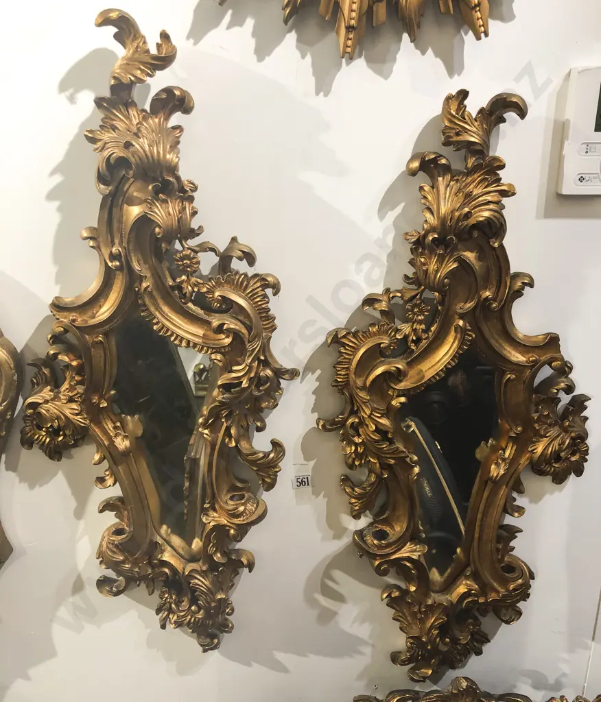 Pair of Decorative Gilt Painted Wall Mirrors Image 1++