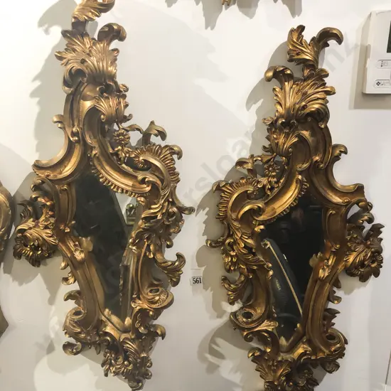 Pair of Decorative Gilt Painted Wall Mirrors