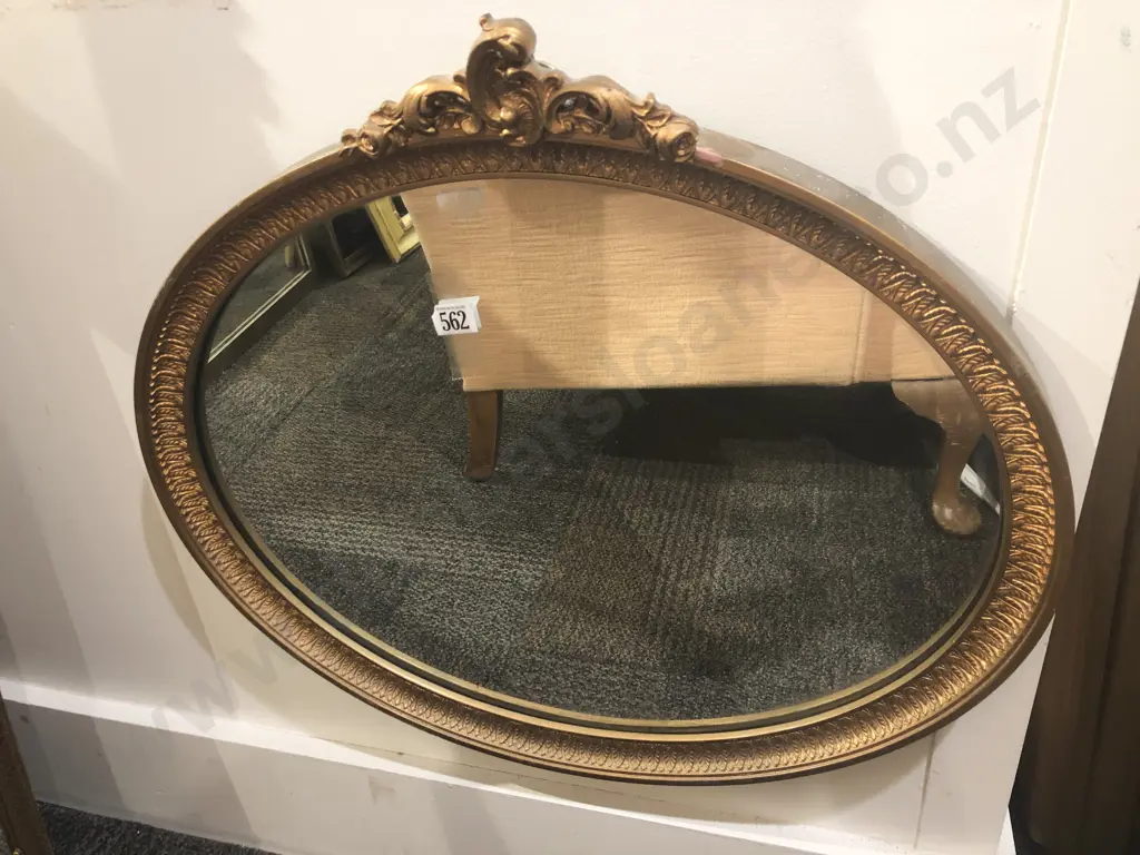 Gilt Painted Oval Wall Mirror Image 1++