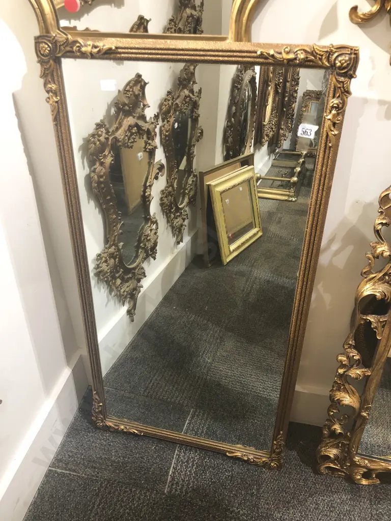 Gilt Painted Rectangular Wall Mirror Image 1++