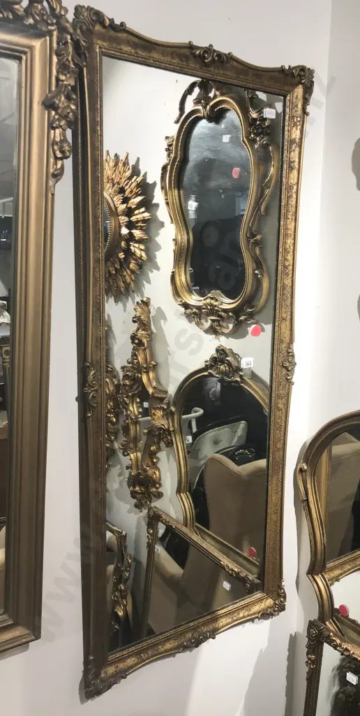 Gilt Painted Rectangular Wall Mirror Image 1++