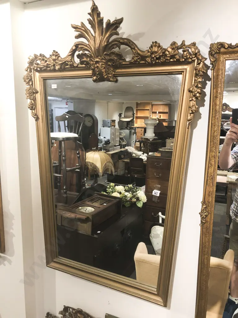 Gilt Painted Tapered Oblong Wall Mirror Image 1++
