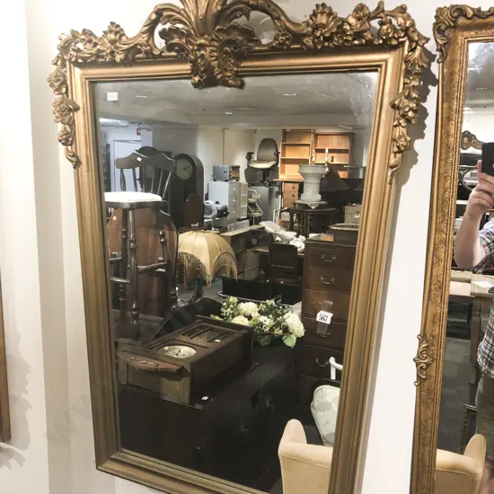 Gilt Painted Tapered Oblong Wall Mirror