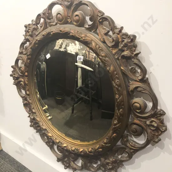 Decorative Gilt Painted Convex Mirror