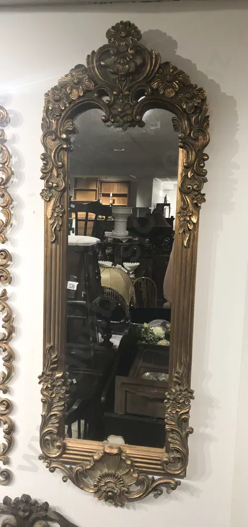 Ornate Gilt Painted Arch Top Wall Mirror Image 1++