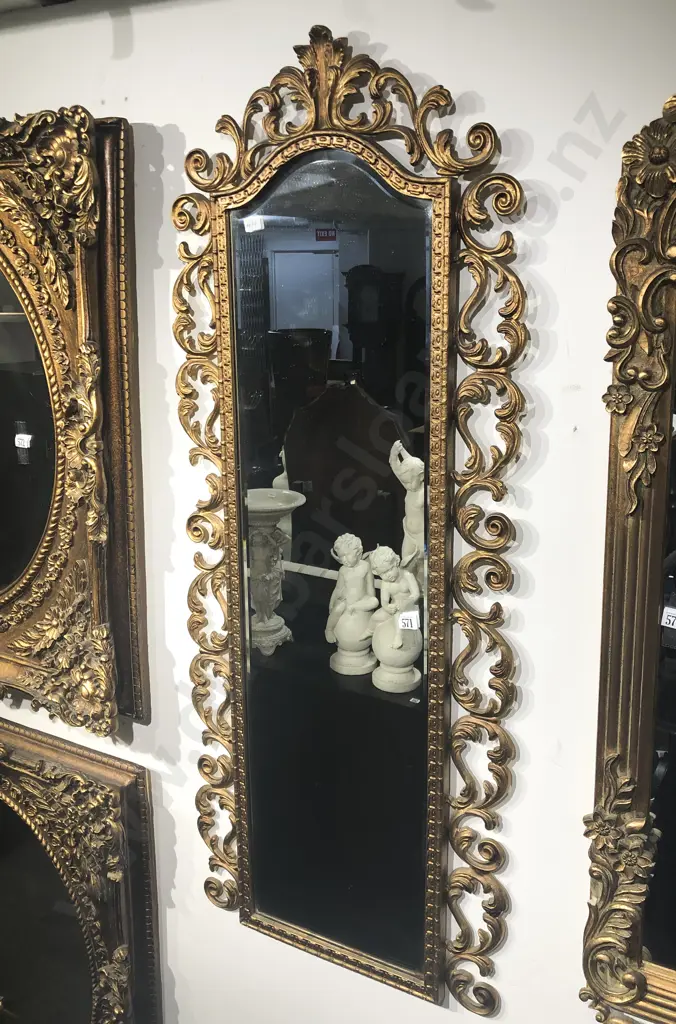 Ornate Gilt Painted Metal Framed Bevel Edged Wall Mirror Image 1++