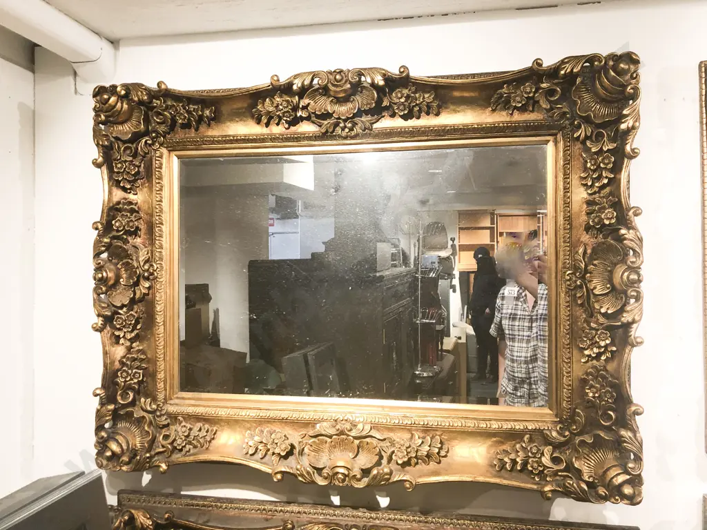 Pair of Ornate Gilt Painted Bevelled Mantle Mirrors Image 1++