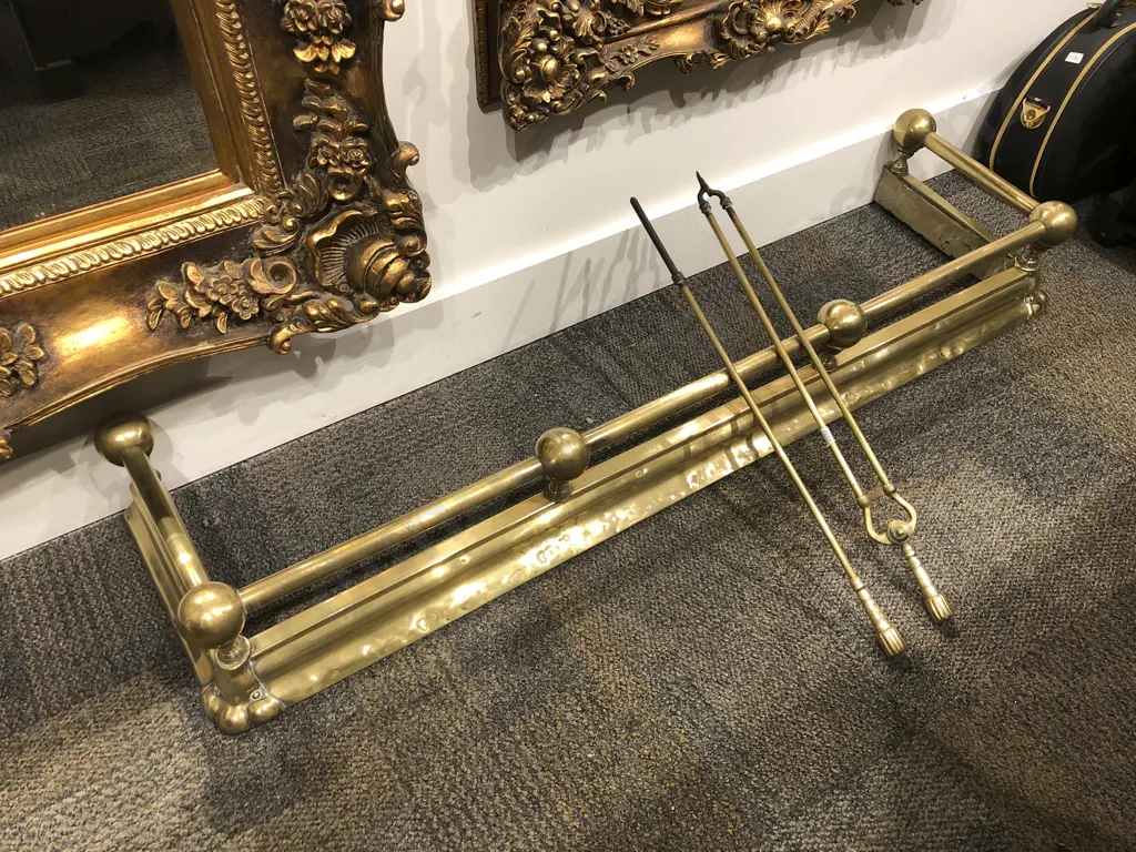 Brass Fire Surround Together with Fire Tongs & Poker Image 1++