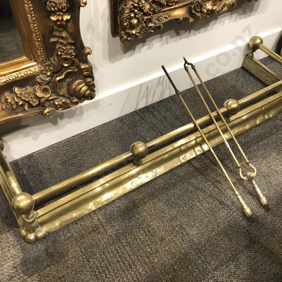 Brass Fire Surround Together with Fire Tongs & Poker