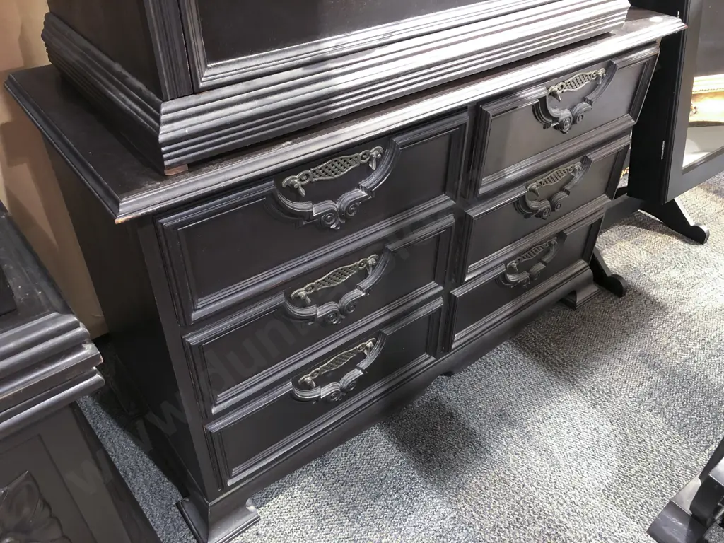 Two Piece Ebonised Bedroom Suite Image 1++