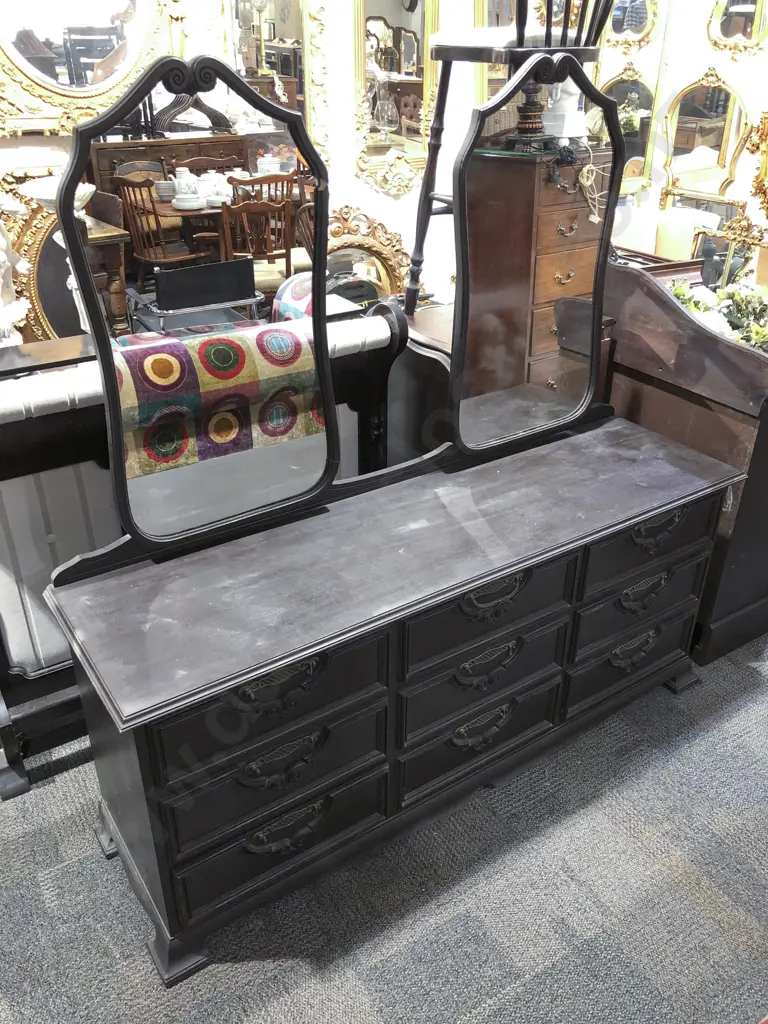 Two Piece Ebonised Bedroom Suite Image 1++