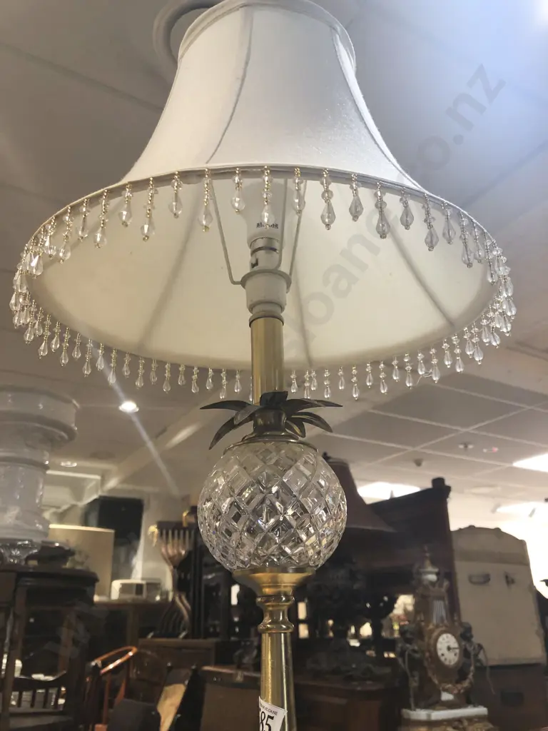Brass Table Lamp with Centralised Glass Orb Image 1++