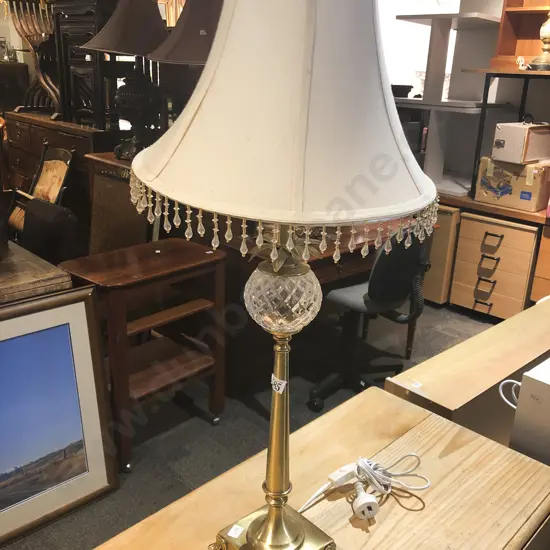 Brass Table Lamp with Centralised Glass Orb