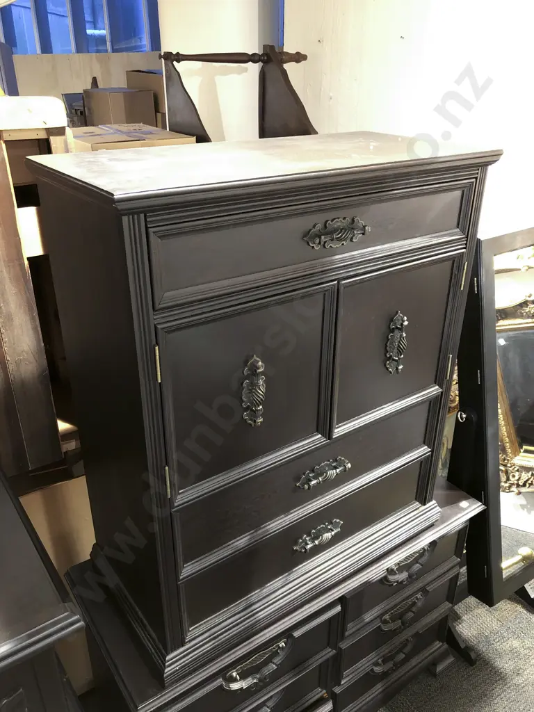 Pair of Ebonised Side Cabinets Together with Associated Entertainment Cabinet Image 1++
