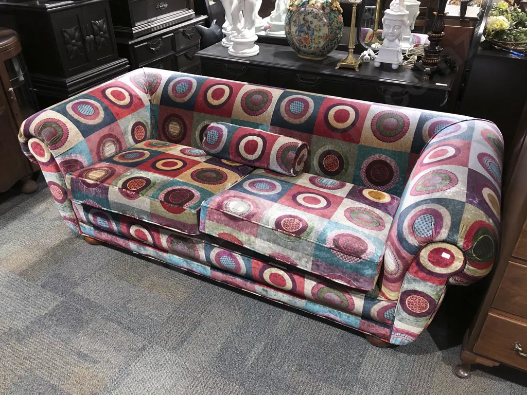 Modern Upholstered Two Seater Roll Arm Sofa Image 1++