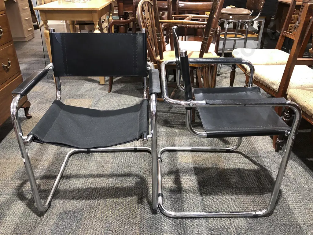 Pair of Italian Made Modern Chrome Armchairs Image 1++
