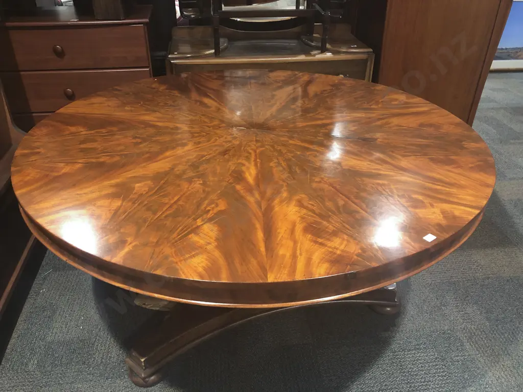 WM IV Flame Mahogany Veneer Circular Snap Top Breakfast Table Image 1++