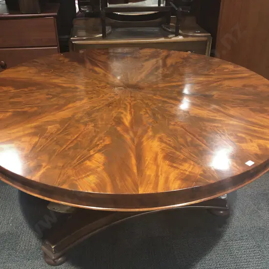 WM IV Flame Mahogany Veneer Circular Snap Top Breakfast Table