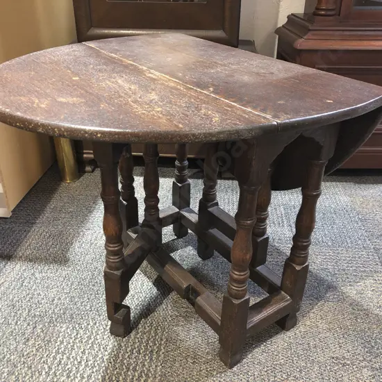 Antique Oak Drop Leaf Occasional Table