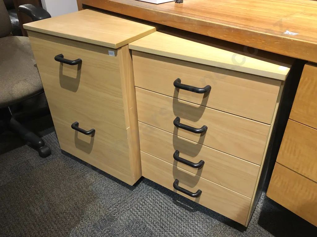 Modern Office Desk Together with Two Filing Drawers/Cabinets and Office Chair Image 1++