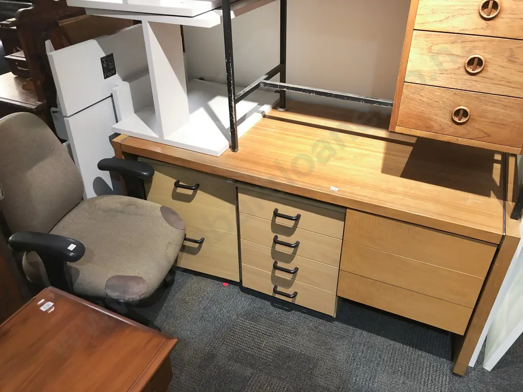 Modern Office Desk Together with Two Filing Drawers/Cabinets and Office Chair Image 1++