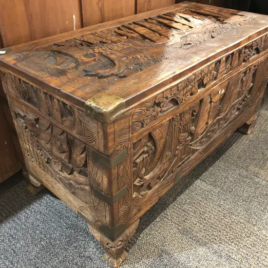 Carved Camphor Chest