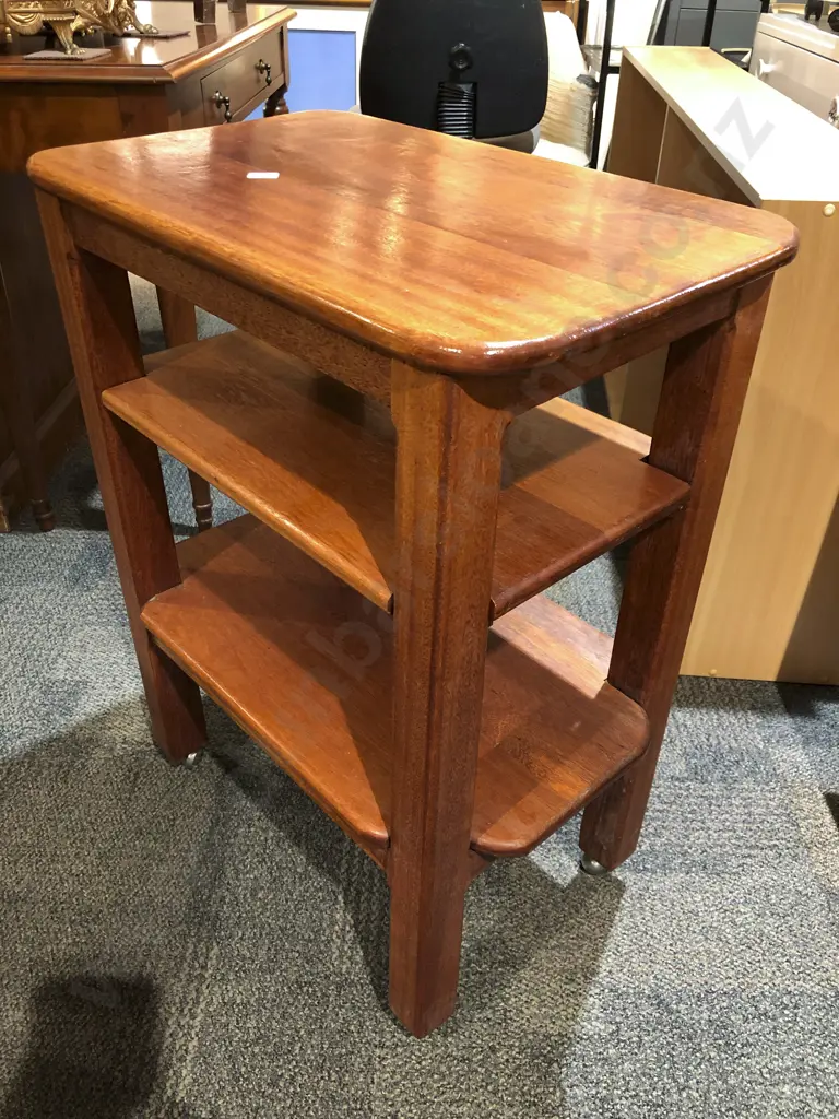 Mahogany Tiered Kitchen Block Trolley Image 1++