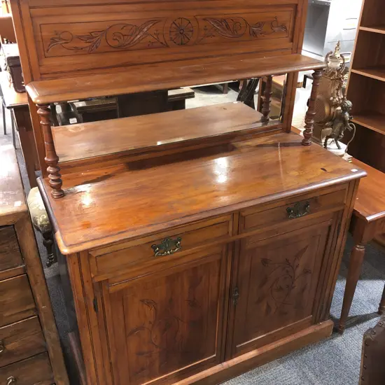 Colonial Kauri Chiffonier with Shelved and Mirrored Gallery Back