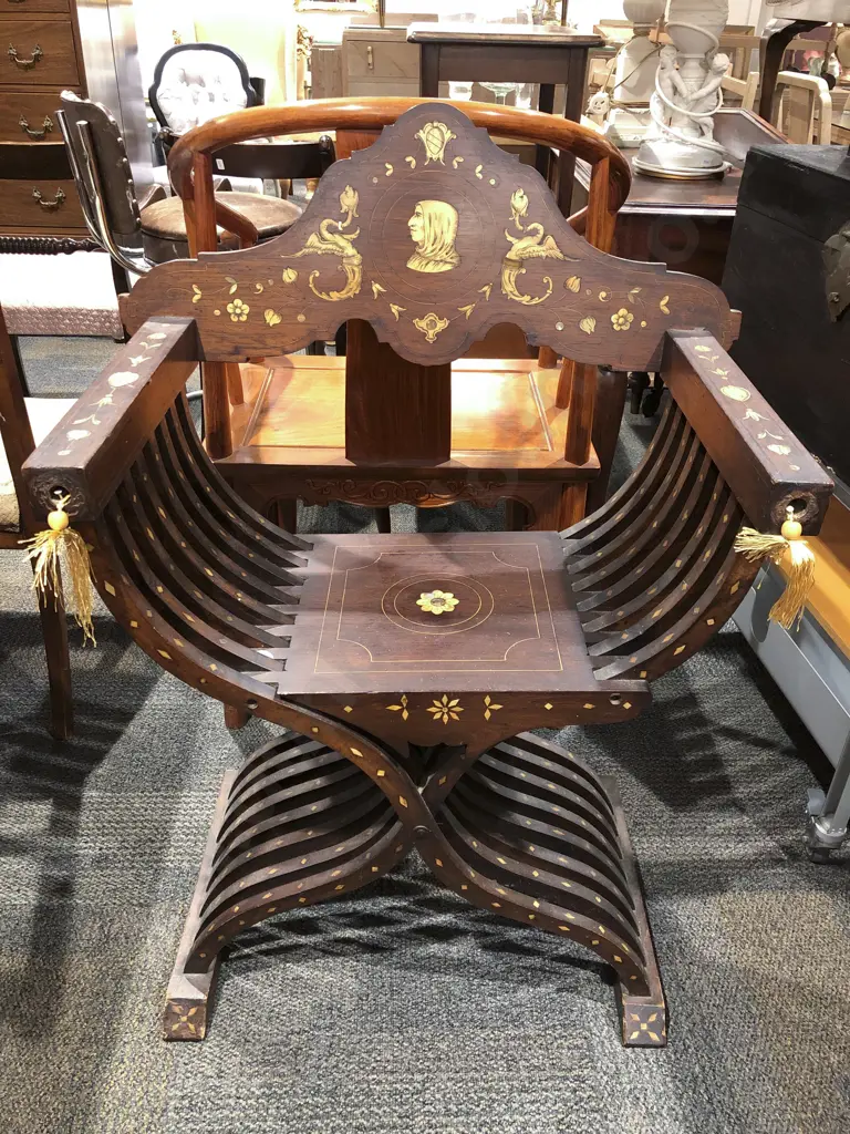 19th Century Bone Inlaid Savonarola X Form Chair Image 1++