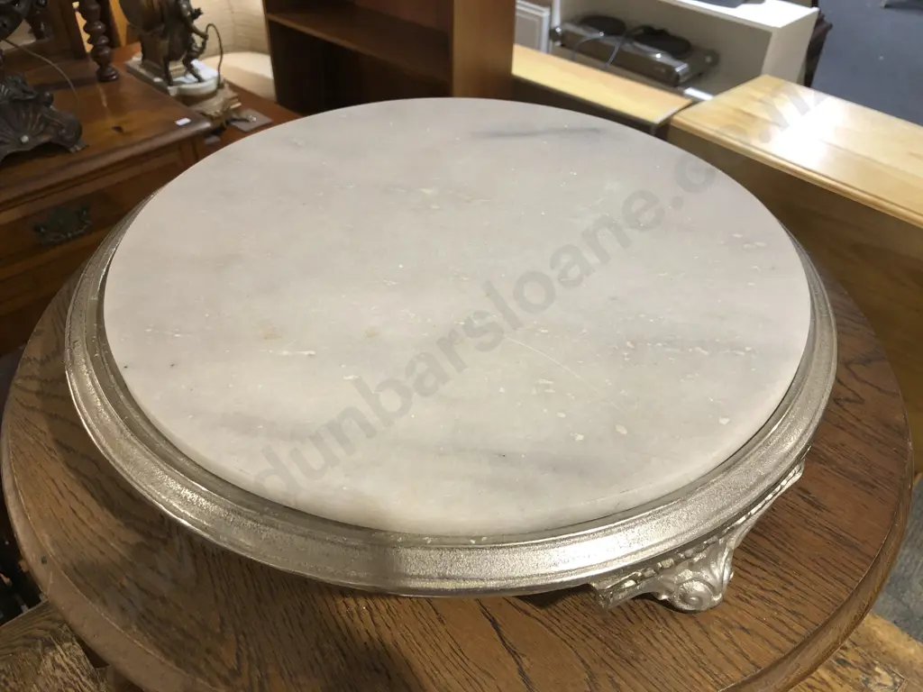 Low Marble Topped Plant Stand Image 1++