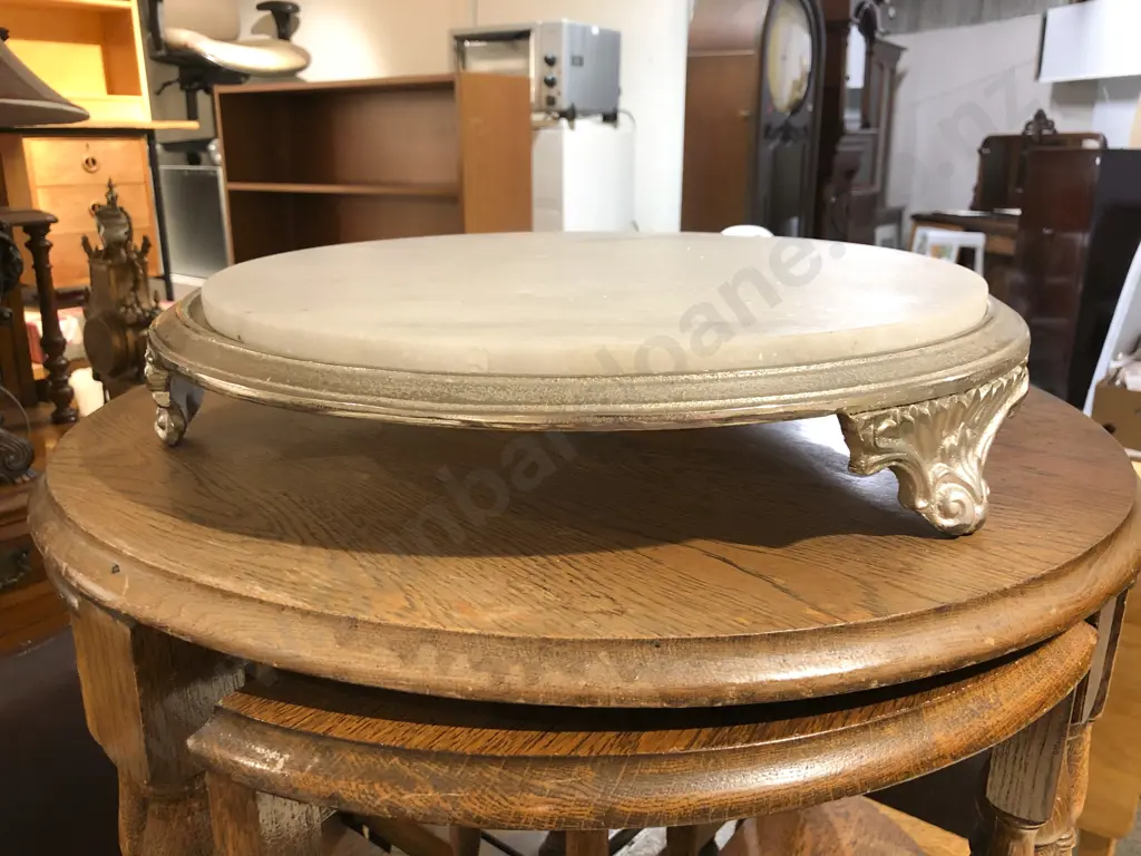 Low Marble Topped Plant Stand Image 1++
