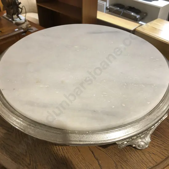 Low Marble Topped Plant Stand