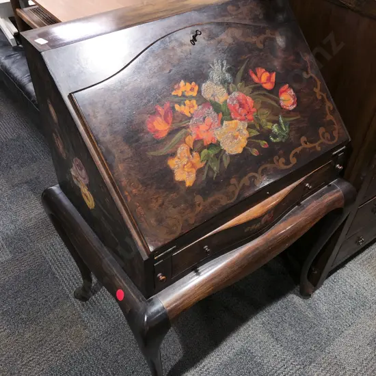 NZ Florey Adams Painted Writing Bureau