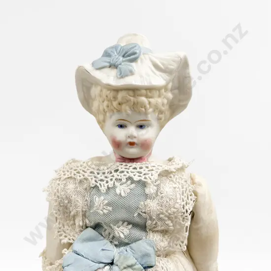 German Parian Bisque Shoulder Plate Bonnet Head Doll