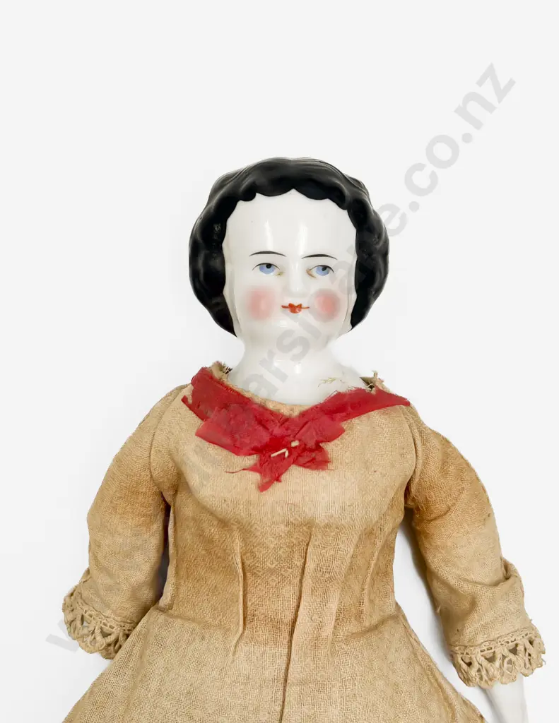 German Glazed China Shoulder Plate Doll Image 1++