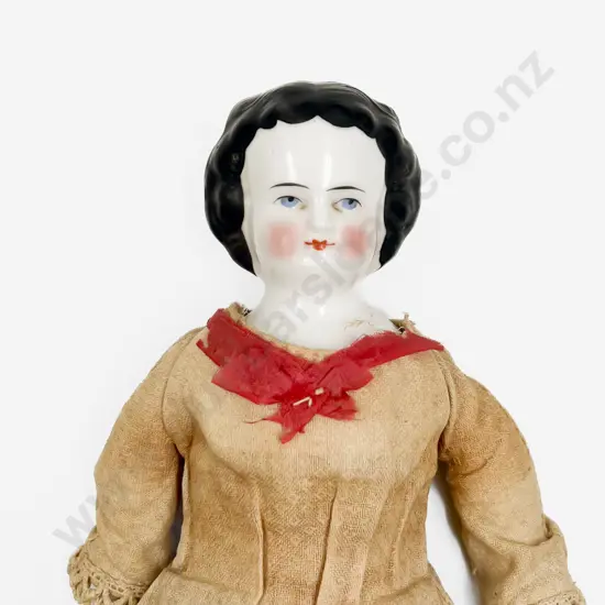 German Glazed China Shoulder Plate Doll